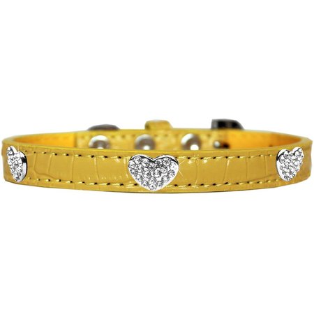 MIRAGE PET PRODUCTS Croc Crystal Heart Dog CollarYellow Size 16 720-11 YWC16
